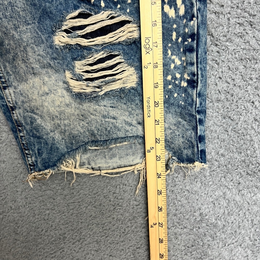 Jordan Craig Jeans Shorts Mens 40 Blue Distressed Denim Bleach Splatter Ripped - Picture 5 of 10